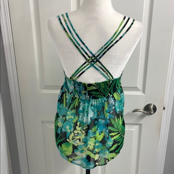 Aeropostale Blue and Green Tank Top with Criss Cross Straps - Picture 4 of 8